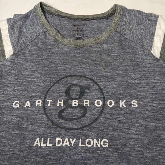 Garth Brooks All Day Long Large T Shirt Blue Gray Burnout Stripe Country Music - Picture 4 of 10